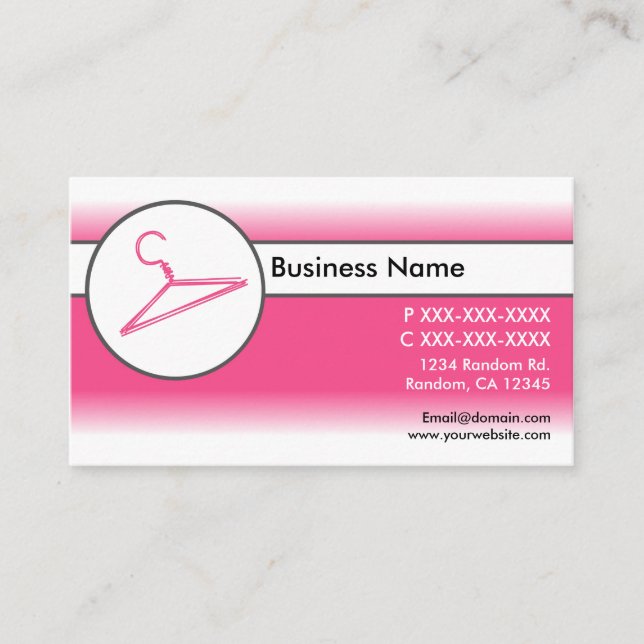 Rosa weiße Kleiderbügel Visitenkarten Visitenkarte (Vorderseite)