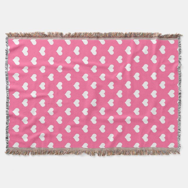 Rosa Weiße Liebe Herzdesign Decke (Vorderseite)