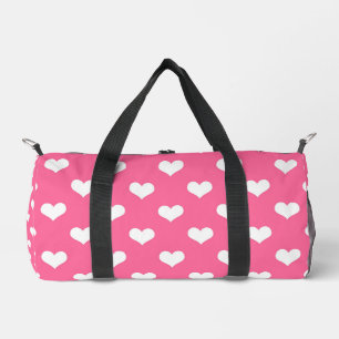 Rosa Weiße Liebe Herzdesign Duffle Bag