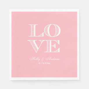Rosa, weiße LIEBE Napkins Serviette