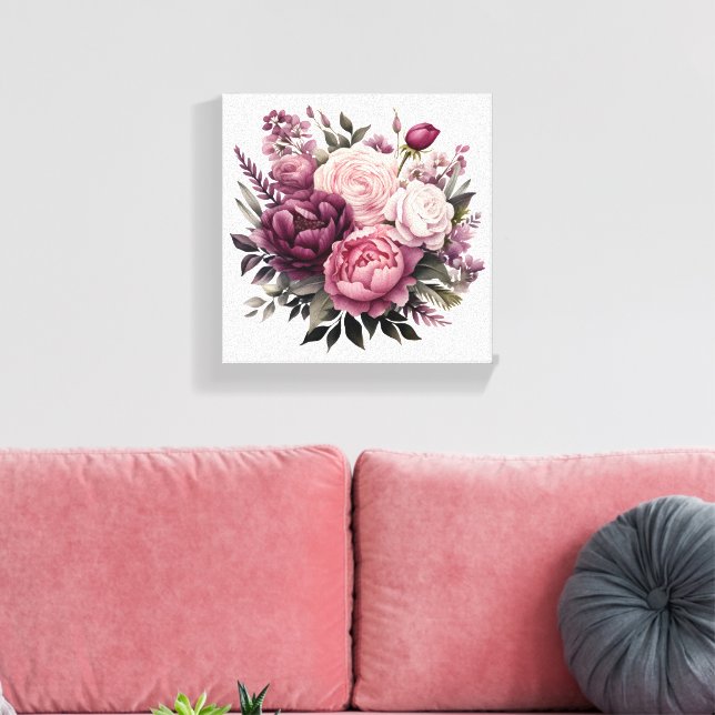 Rosa Weiße Lila Rose Peonies Blume Leinwanddruck (Insitu (Wohnzimmer))