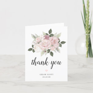 Rosa Weiße Mauve-Rosen Florale Brautparty Dankeskarte
