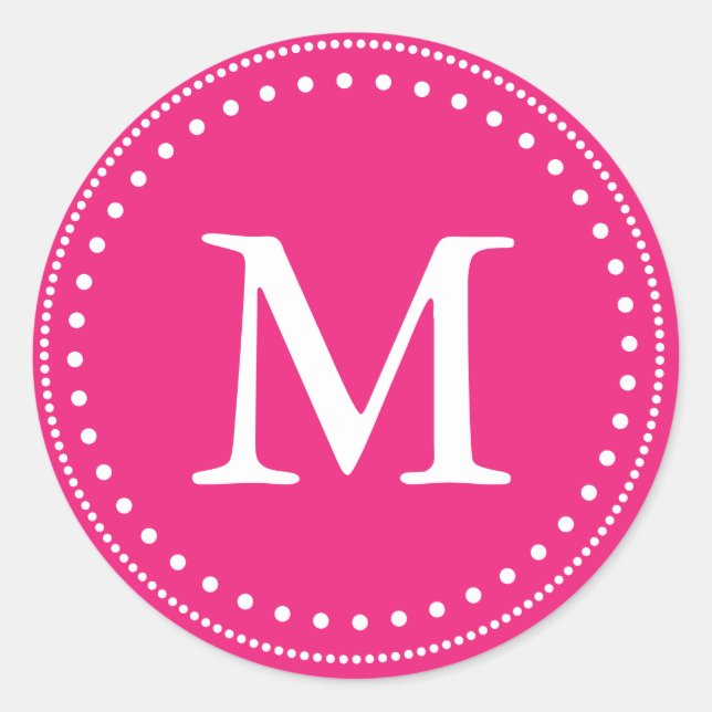 Rosa-weiße Monogramm-Umschlag Aufkleber (Vorderseite)