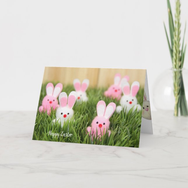 Rosa-weiße Osterbrönen im Gras Karte (Vorderseite)