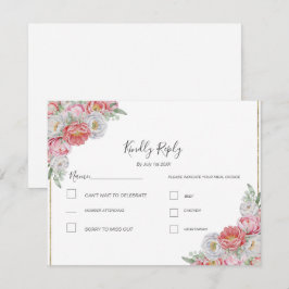 Rosa-weiße Peony-Hochzeit RSVP Karte