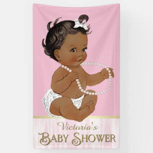 Rosa weiße Perle African American Mädchen Baby Sho Banner