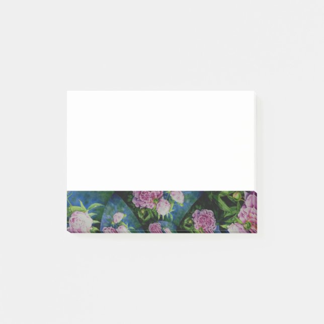 Rosa, weiße Perle, Blumenmandala Post-it Klebezettel (Vorderseite)