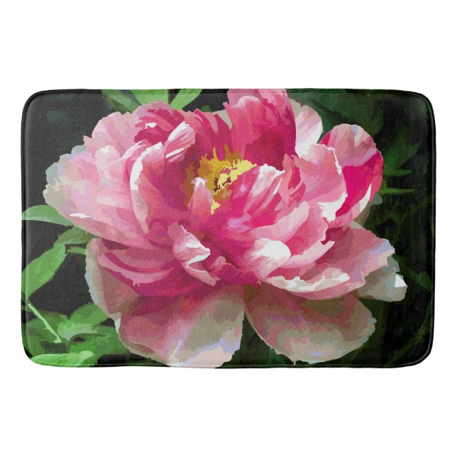 Rosa weiße Pfingstrosen-Aquarell-Geldstrafe mit Badematte (Vorderseite)