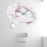 Rosa weiße Rose erröten graue römische Zahlen Große Wanduhr<br><div class="desc">Einzigartiges minimales und dekorativ 
Entspricht tatsächlichem Mode-Trend in der Wohngestaltung.
Sie können die Form und die Farbe der Hand ändern.
florenceK Entwurf</div>