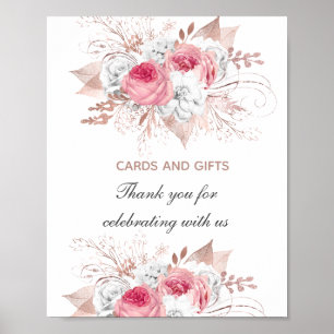 Rosa weiße Rose Gold Blumen Hochzeitsgeschenke Sch Poster