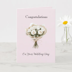 Rosa weiße Rosen Hochzeit Floral Karte