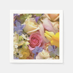 Rosa, Weiße Rosen, Lila, gelbe Irische Blume Serviette