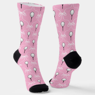 Rosa-weiße Schleifen-Golfball-Muster im Preppy-Sti Socken
