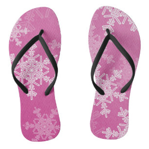 Rosa weiße Schneeflocken Minimalistische Weihnacht Flip Flops