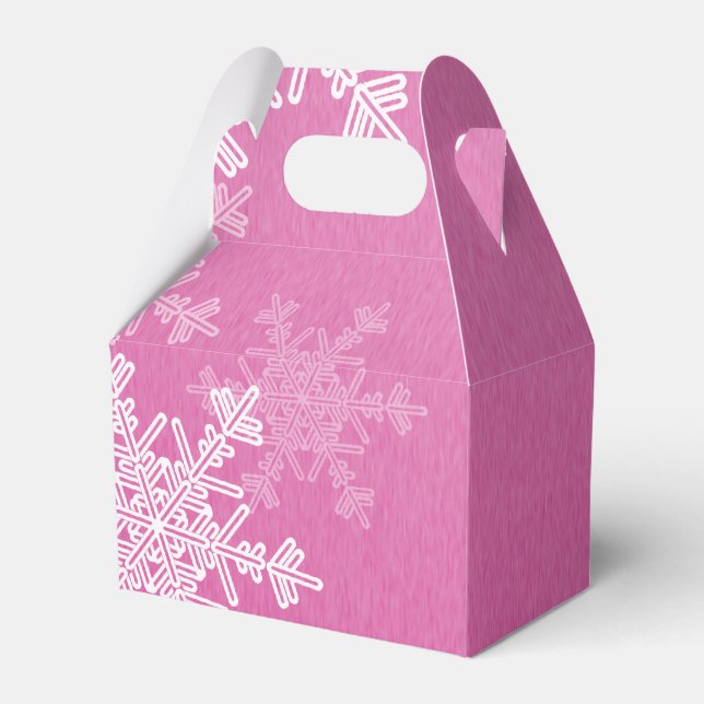 Rosa weiße Schneeflocken Minimalistische Weihnacht Geschenkschachtel (Vorderseite)