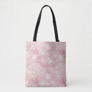 Rosa weiße Schneeflocken Weihnachten Tasche