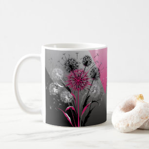 Rosa, Weiße Schwarze Löwenzahn Kaffeetasse