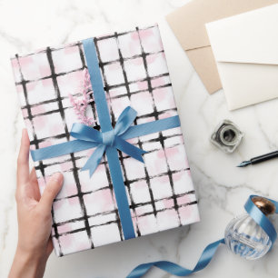 Rosa Weiße Schwarze Streifen Geschenkpapier