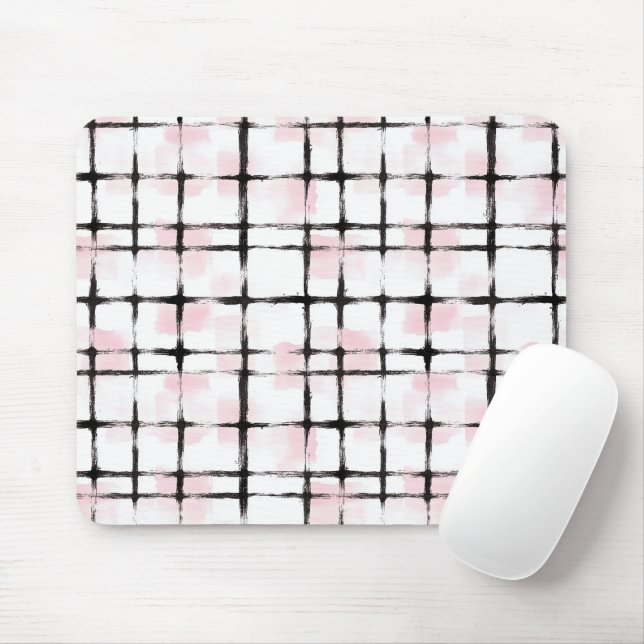 Rosa Weiße Schwarze Streifen Mousepad (Mit Mouse)