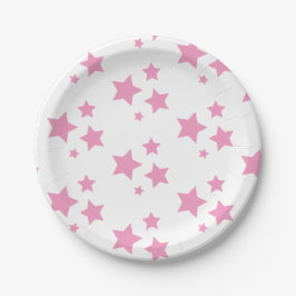 Rosa weiße Stars Kinder Baby Circus Party Pappteller