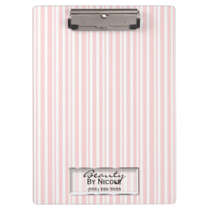 Rosa Weiße Streifen Elegant Chic Glam Personalisie Klemmbrett