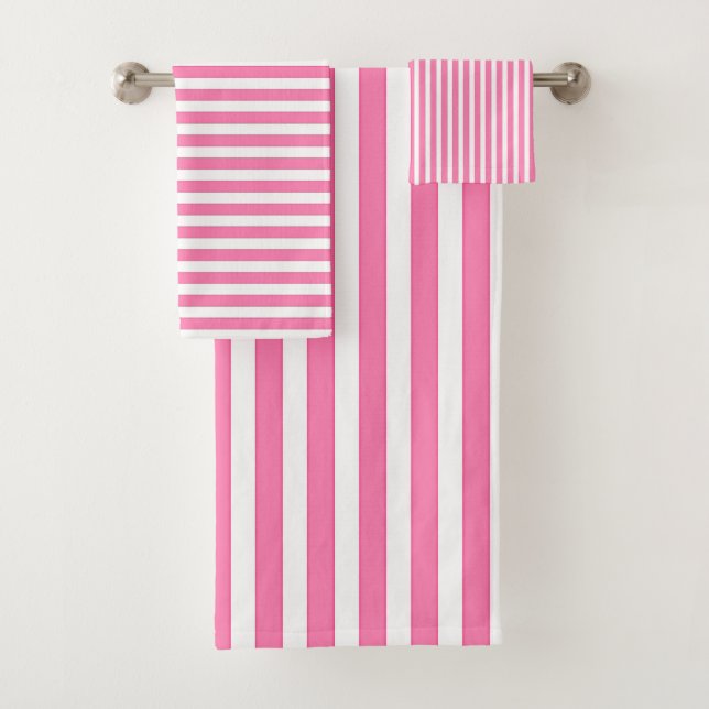 Rosa + Weiße Streifen Geschenk Badhandtuch Set (Insitu)