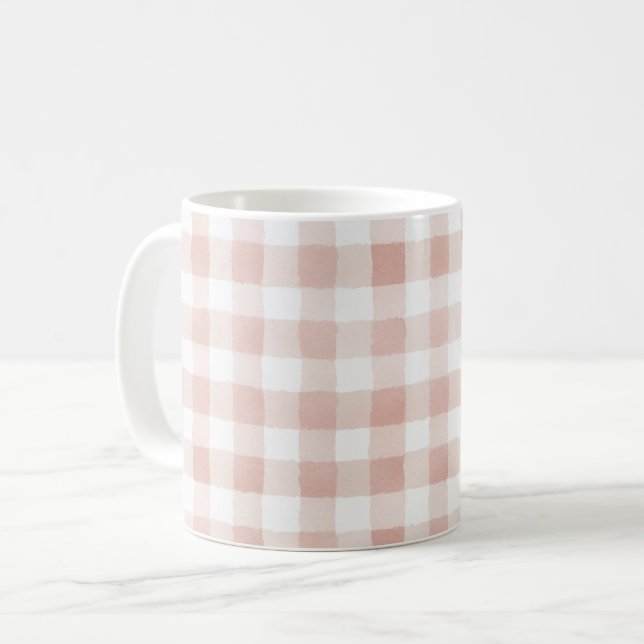 Rosa Weiße Streifen Kaffeetasse (Vorderseite Links)
