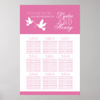 Rosa weiße Tauben Hochzeitstisch Plan 1-9