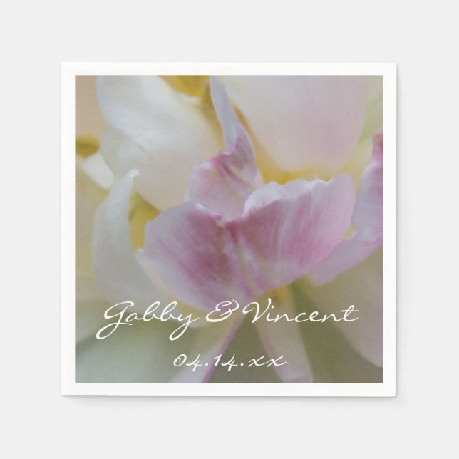 Rosa-weiße Tulip-Blume Frühjahrssonne Serviette (Vorderseite)