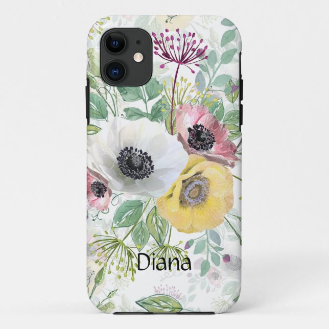 Rosa, weiße und gelbe Anemone. Case-Mate iPhone Hülle (Rückseite)