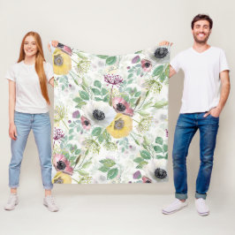 Rosa, weiße und gelbe Anemone. Fleecedecke