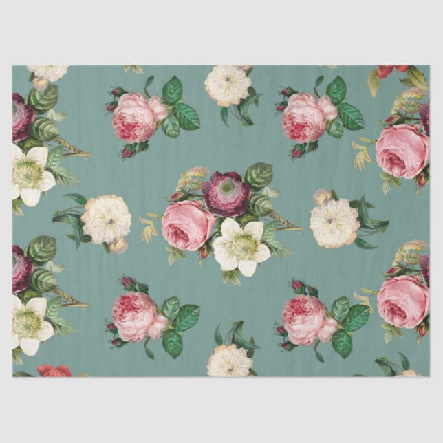 Rosa Weiße und violette Blumen Seidenpapier (Vorderseite)