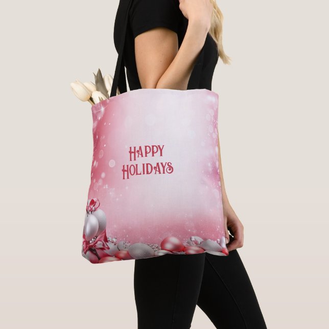 Rosa weiße Weihnachtsbäume Holiday Toag Tasche (Von Nahem)