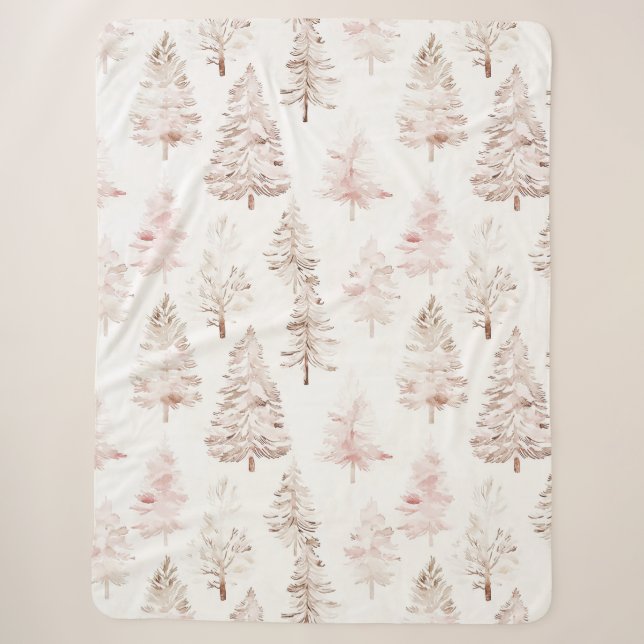 Rosa weiße Weihnachtsbäume Sherpadecke (Vorderseite)