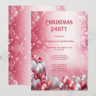 Rosa Weiße Weihnachtsbäume Weihnachtsfest Party Einladung