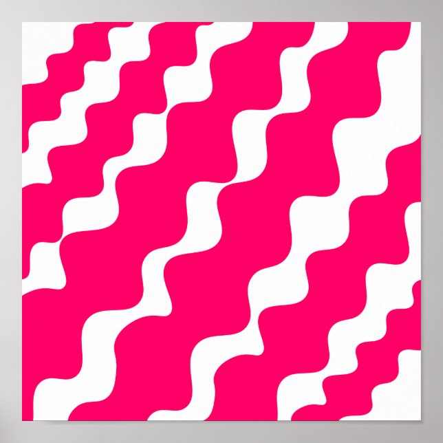Rosa-weiße Wellenmuster Poster (Vorne)