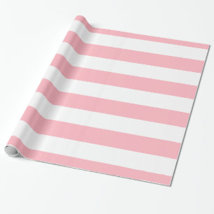 Rosa, Weiße XL Streifenmuster Geschenkpapier