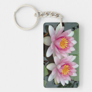 Rosa-weiße zweiseitige Lotus-Schlüsselanhänger Schlüsselanhänger