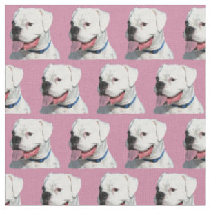 Rosa Weißer Boxhund mit Baumwollgewebe Stoff