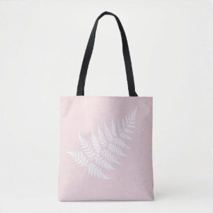 Rosa Weißer Farn Minimalistischer Botanischer Stil Tasche