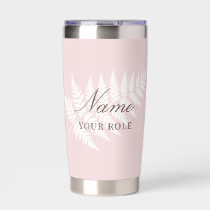 Rosa Weißer Farn Stilvoller Name & Rolle Silber Thermobecher