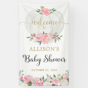 Rosa, weißer Goldkürbis, Babydusche Banner