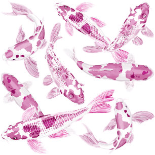 Rosa Weißer Koi Seidenpapier