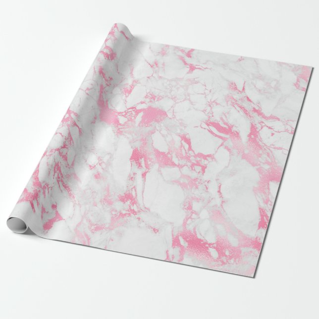 Rosa weißer Marmor Geschenkpapier (Ungerollt)