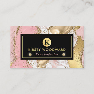 Rosa-weißer Stein mit Gold-Glitter-Achat Visitenkarte
