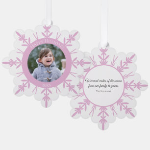 Rosa Weißer Winter Schneeflocken Happy Holidays ab Ornament Karte