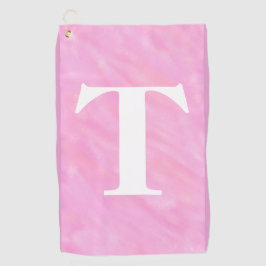 Rosa Weißes Aquarellfarben Monogram Golf Handtuch