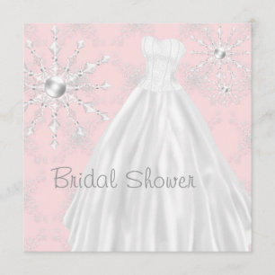 Rosa weißes Brautkleid Brautdusche Einladungen