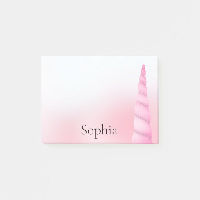 Rosa Weißes Einhorn Post-it Klebezettel (Vorderseite)