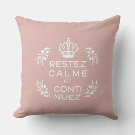Rosa weißes Emblem Französisch ruhig halten und we Kissen